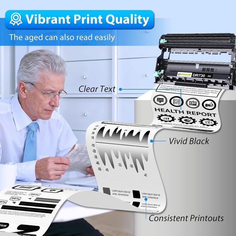 ZIPRINT 2-Pack Dr730 Drum Unit Replacement for Brother DR-730 DR 730 for MFC-L2710DW MFC-L2750DW MFC-L2730DW MFC-L2750DWXL DCP-L2550DW HL-L2370DW HL-L2350DW HL-L2395DW Printer, 12000 Pages Yield - Image 4